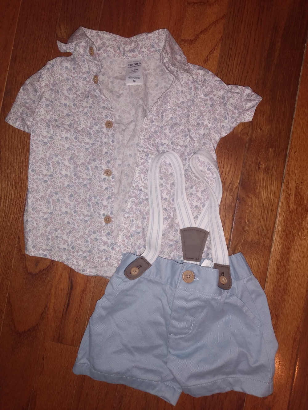 Carter's Floral Button-Front Shirt & Light Blue Shorts Set